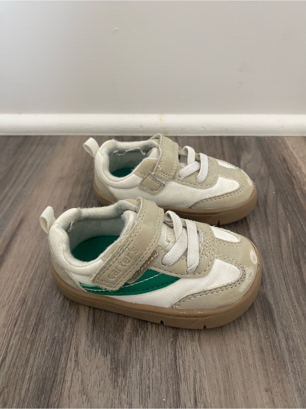 Carter's Beige & Teal Kids Sneaker with Hook-and-Loop Strap